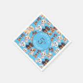 Serviette En Papier Chien chiot mignon Anniversaire bleu (Coin)