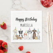 Serviette En Papier Chien chiot Petite fille fête d'anniversaire (En situation)