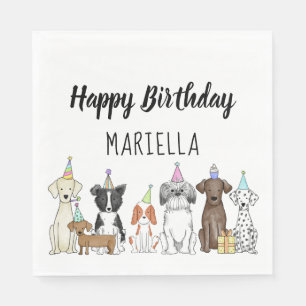 Serviette En Papier Chien chiot Petite fille fête d'anniversaire