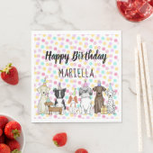 Serviette En Papier Chien chiot Petite fille fête d'anniversaire (En situation)