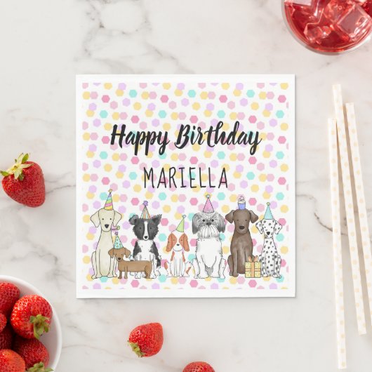 Serviette En Papier Chien chiot Petite fille fête d'anniversaire (En situation)