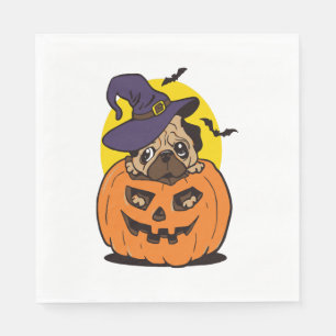 Serviette En Papier Chien Citrouille Halloween, Drôle de Chien Hallowe