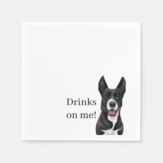 Serviette En Papier Chien Cocktail Napkin, Réception Napkin, Mariage (Devant)
