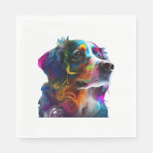 SERVIETTE EN PAPIER CHIEN COLORÉ (Devant)