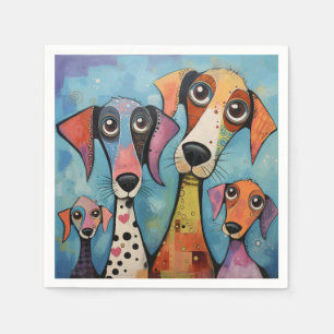 Serviette En Papier Chien Coloré Art Abstrait de Style Cartoon
