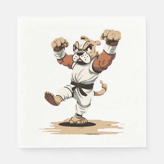 Serviette En Papier Chien connaît Karate (Devant)