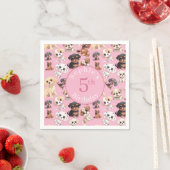 Serviette En Papier Chien coquelicot mignon Anniversaire rose (En situation)