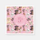 Serviette En Papier Chien coquelicot mignon Anniversaire rose (Devant)