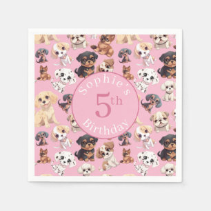 Serviette En Papier Chien coquelicot mignon Anniversaire rose