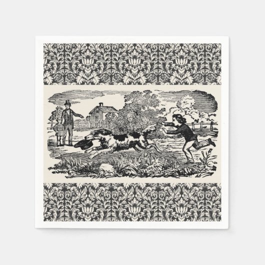 Serviette En Papier Chien courant art animal antique illustration vict (Devant)