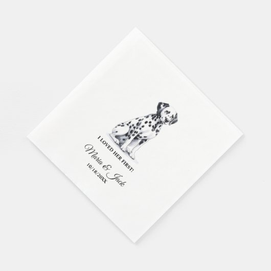 Serviette En Papier Chien dalmate J'Aimais Son Premier Mariage (Coin)
