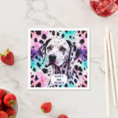 Serviette En Papier Chien dalmate rose violet turquoise Anniversaire (En situation)