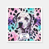 Serviette En Papier Chien dalmate rose violet turquoise Anniversaire (Devant)