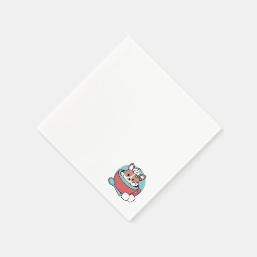Serviette En Papier Chien dans la Mug Festive pour Vibes de vacances - (Coin)
