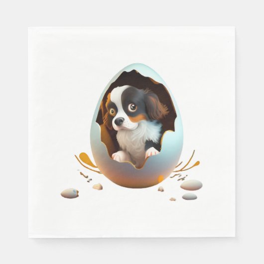 Serviette En Papier chien dans l'oeuf (Devant)