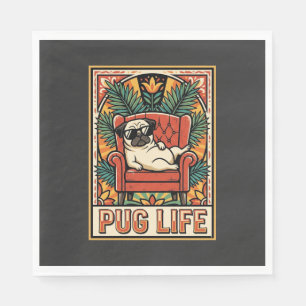 Serviette En Papier Chien d'art populaire rétro Pug Life