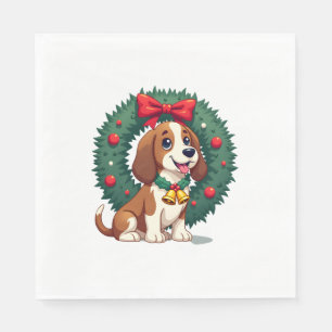 Serviette En Papier Chien de Basset Hound Jingle Bells