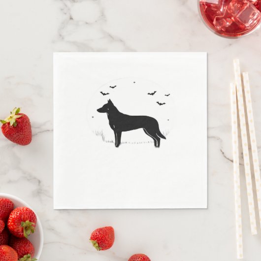 Serviette En Papier Chien de Beauceron - Halloween Moon Silhouette Cla (En situation)