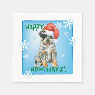 Serviette En Papier Chien de bétail australien de Noël