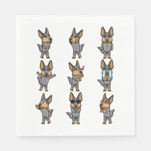 Serviette En Papier Chien de bétail australien Kawaii Emoticon