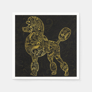 Serviette En Papier Chien de caniche en motif de la taille d'or