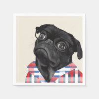 Chien De Carlin Noir Avec Lunettes Et Chemise
