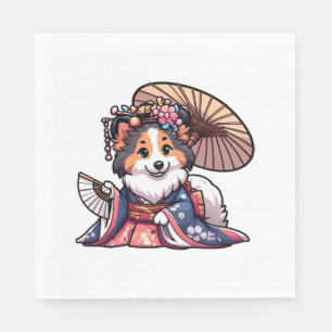 Serviette En Papier Chien de Chien de Chien de Shetland Kimono