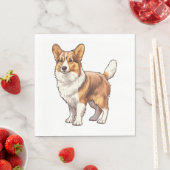 Serviette En Papier Chien de Corgi mignon (En situation)