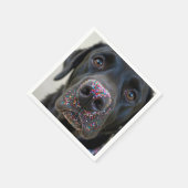 Serviette En Papier Chien De Laboratoire Noir Avec Des Saupouilles Sur (Coin)