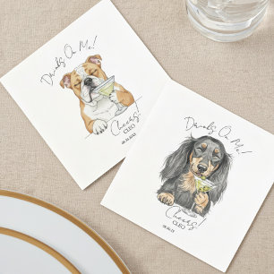 Serviette En Papier Chien de mariage à l'aquarelle Boit Sur Moi
