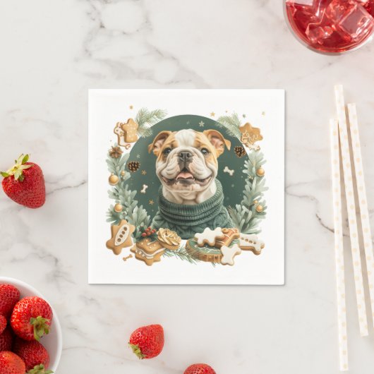 Serviette En Papier Chien de Noël (En situation)