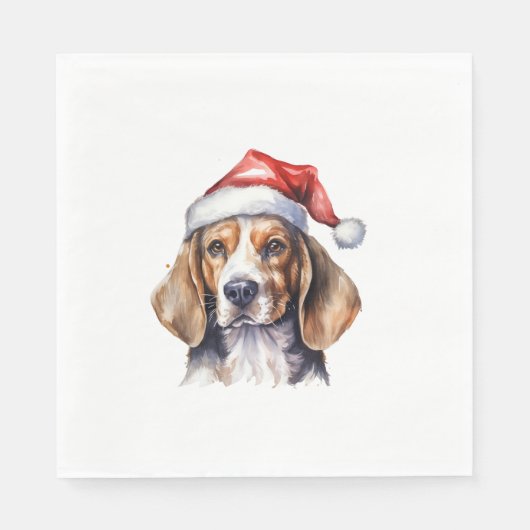 Serviette En Papier Chien de Noël beagle (Devant)