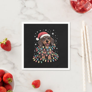Serviette En Papier Chien de Noël Dachshund Père Noël Xmas Wiener