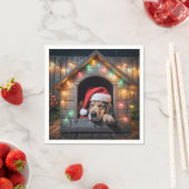 Serviette En Papier Chien de Noël Père Noël Hound dans la niche (En situation)