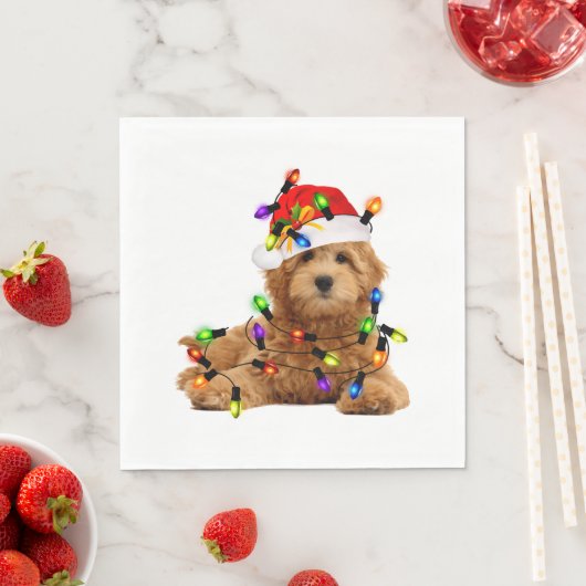 Serviette En Papier Chien de Père Noël Goldendoodle (En situation)