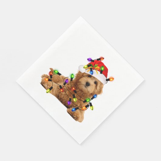 Serviette En Papier Chien de Père Noël Goldendoodle (Coin)