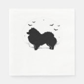 Serviette En Papier Chien de Poméranie - Halloween Lune Silhouette Cla (Devant)