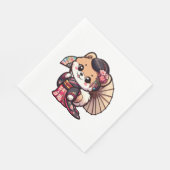 Serviette En Papier Chien de Poméranie Kimono (Coin)
