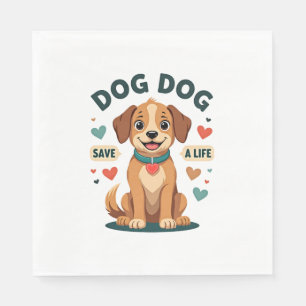 Serviette En Papier Chien de sauvetage mignon vintage sauve une vie Ca