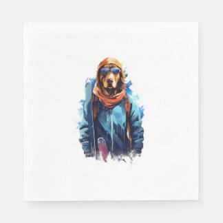 Serviette En Papier Chien de Ski dans des Lunettes de Ski 5