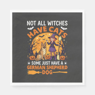 Serviette En Papier Chien de sorcière d'Halloween berger allemand drôl