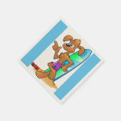 SERVIETTE EN PAPIER CHIEN DE SURFER (Coin)