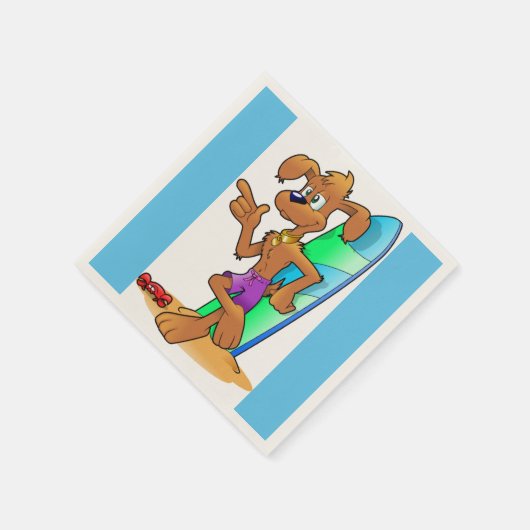 SERVIETTE EN PAPIER CHIEN DE SURFER (Coin)
