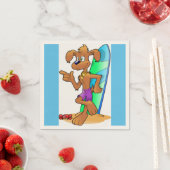 SERVIETTE EN PAPIER CHIEN DE SURFER (En situation)