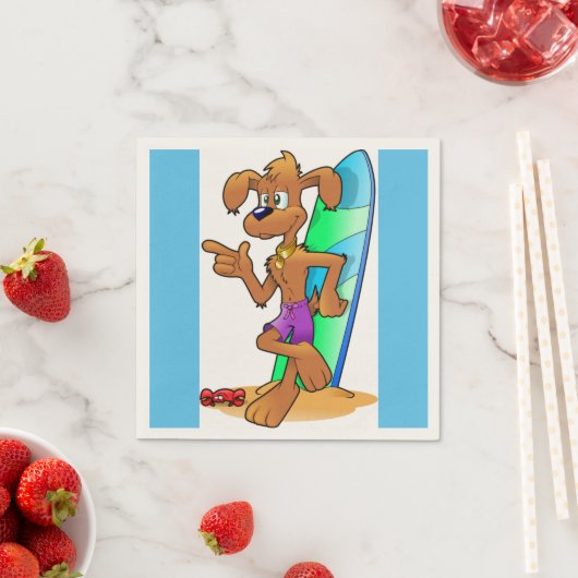 SERVIETTE EN PAPIER CHIEN DE SURFER (En situation)