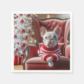 Serviette En Papier Chien de taule français de Noël sur une chaise (Devant)