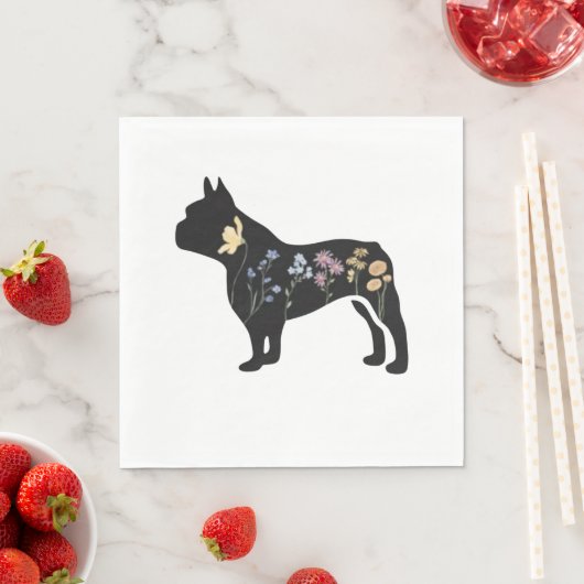 Serviette En Papier Chien de taureau français fleur sauvage (En situation)