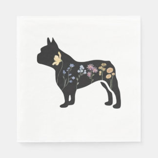 Serviette En Papier Chien de taureau français fleur sauvage