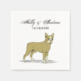 Serviette En Papier Chien de taureau français stylisé vintage C