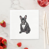 Serviette En Papier Chien de taureaux français à Tuxedo (En situation)